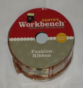 Santa's Workbench Fashion Ribbon - Holiday Print - Picture 1 of 2