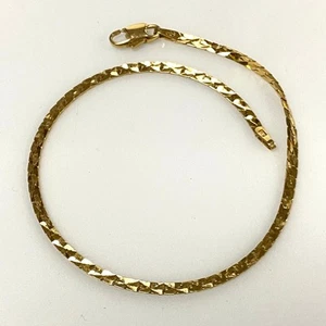 v178 Bracciale Vintage Oro Giallo 14K Piatto Stile Cobra Catena Lungo 8" - Foto 1 di 3