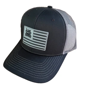 Semi Truck Black & Gray Big Rig 3D Rubber Patch Flag Snapback Mesh Cap/Hat - Picture 1 of 2