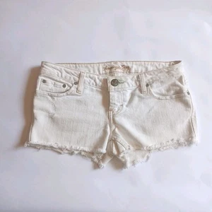 American Eagle Sz 4 Stretch Off White  Lowrise Denim Jean Shorts  - Picture 1 of 8