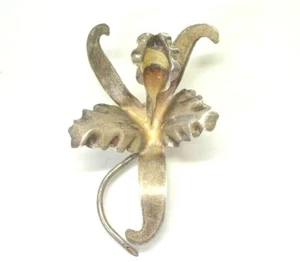 Silber Lilly Brosche .925 Calla Blume Jacke Revers Tasche Ausrüstung Vintage - Bild 1 von 4