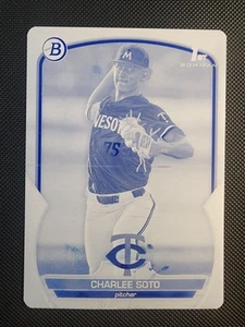 Placa de impresión cian 1/1 Bowman Draft Charlee Soto 2023 primera - Imagen 1 de 2