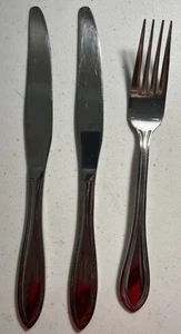 International AMERICAN BEAD 1 Dinner Fork & 2 Butter Knife Stainless Flatware - Picture 1 of 6