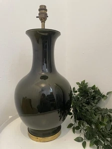 Vintage Black Ginger Jar Lamp Large Country House Glossy Ceramic Deco Light - Picture 1 of 3