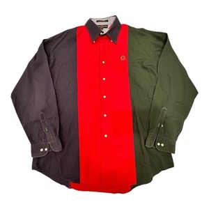 Vintage Tommy Hilfiger Button Down Long Sleeve Color Block Striped Crest XL - Picture 1 of 9