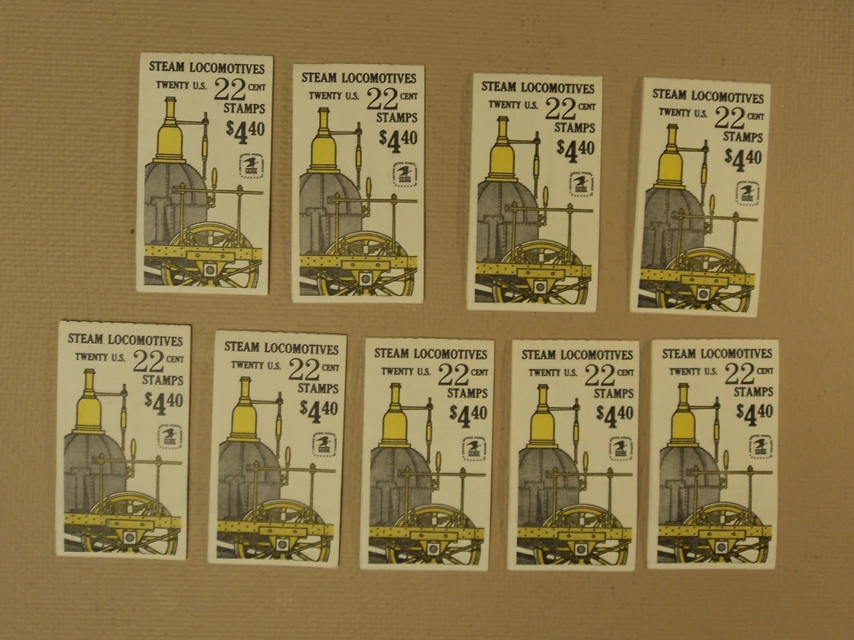 USPS Scott 2362-66 22c Steam Locomotives 9 Books 180 Stamps Mint Booklet 1987 - Image 1 of 1
