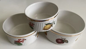 Staffordshire Salem Oven to Table Ramekin Dishes Set of 3 Fruit Gold Rim Bowls - Picture 1 of 8