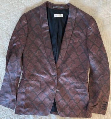 Chaqueta para fumar DRIES VAN NOTEN chal estampado sedoso solapa cierre a presión 38 $1945 Foto 1 de 4