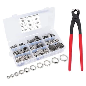 Single Ear Stepless Hose Clamp Crimper with 200pcs Stainless Steel Cinch Clamps - Picture 1 of 15