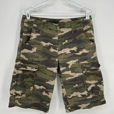 True Religion Shorts Mens 29 Green Camo Cargo Short Military Baggy Hip Hop - Image 1 of 4