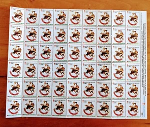 1981 USA CHRISTMAS SEALS -STAMPS FULL SHEET of 54 Stamps Christmas Rocking Horse - Picture 1 of 1