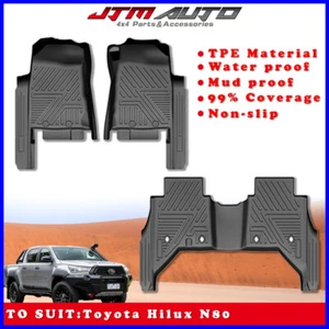 UltraMat 5D TPE Door Sill Covered Floor Mats to suit Toyota Hilux N80 2015+ - Picture 1 of 10