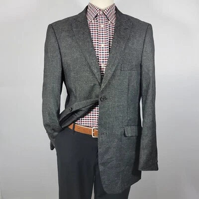 Stacy Adams Men's Sport Coat Blazer Two Button Charcoal Black Gray Plaid 44L - Image 1 of 4
