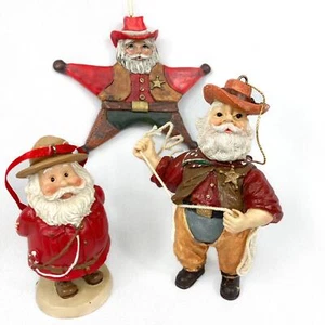 Trio of Santa Ornaments Resin Sheriffs and Mounted Police - Picture 1 of 8