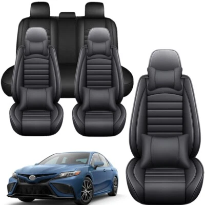 For Toyota Camry LE SE XLE XSE Car Seat Cover Leather Front Rear Full Set Pad Foto 1 de 4