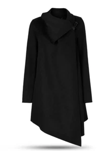 Allsaints Mantel Maddison Wolle vorne drapiert schwarz Damengröße 2 NEU neu mit Etikett N74 - Bild 1 von 3