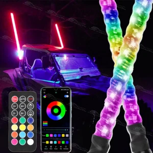 2x 1ft RGB Spiral LED Whip Chasing Light Brake Turn Signal For Honda Talon 1000R - Foto 1 di 8