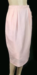 NOS Vtg Christian Dior Seperates Pink Linen or Like 80s Midi Skirt M - Picture 1 of 6