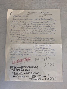 Signed Letter from Fred Giffoniello, Creator of "The Better Half" Comic Strip - Picture 1 of 3