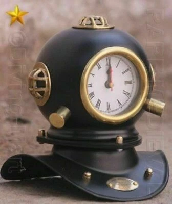 Reproducción Casco de Buceo Mini Buzos de Metal Sólido Antiguo Marina de Estados Unidos con Reloj Foto 1 de 3