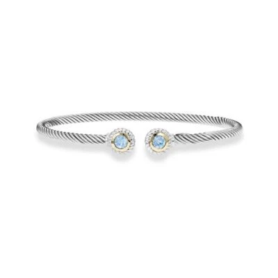 Phillip Gavriel Designer Open Slip on Blue Topaz Bangle Bracelet 18k Gold/Silver - Image 1 of 4