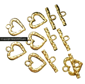 Jewelry Clasps heart toggles 32 mm GOLD Plated Necklaces or Bracelets FPC041 - Picture 1 of 3