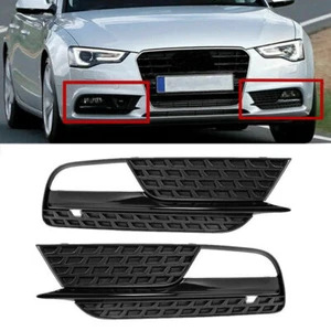 Pair Front Bumper Fog Light Cover Lower Grille Grill Black For Audi A5 2012-2016 - Picture 1 of 12