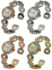 Blekon Collections Japanese Qrtz Women Elegant 25mm Case Rhinestone Bangle Watch - Picture 1 of 32