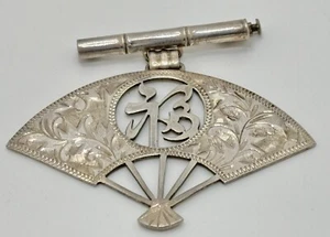 Vintage Japanese Fan 950 Sterling Silver Brooch Pin. 14 Grams - Picture 1 of 11