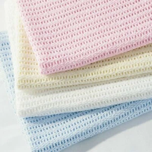 2 x 100% Cotton Baby Cellular Blanket Crib Pram Cot Bed 70x90cm - Economy Pack - Picture 1 of 22