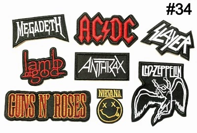 Rock Music Band Patch 8 PC Set Embroidered AC DC Led Zeppelin Metallica Nirvana - Image 1 of 4