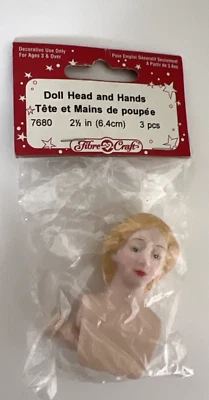 Fibra Artesanal Vinilo Muñeca Cabeza Manos Artesanía 2.5” 6.4cm Cabello Rubio 7680 Ángel Nuevo Foto 1 de 4