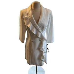 Adrianna Papell Dress Tie- Waist A-Line Ruffle Ivory Women’s Sz 10 NWT READ - Picture 1 of 14