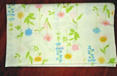 VINTAGE WAMSUTTA LONG WILDFLOWER COMPOSE PINK BLUE FLORAL  FULL FLAT SHEET 78X99 - Image 1 of 4