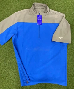 NEW Mizuno Pullover Warm up Short Sleeve Baseball Jacket Size Small Blue 1/4 zip - Picture 1 of 4