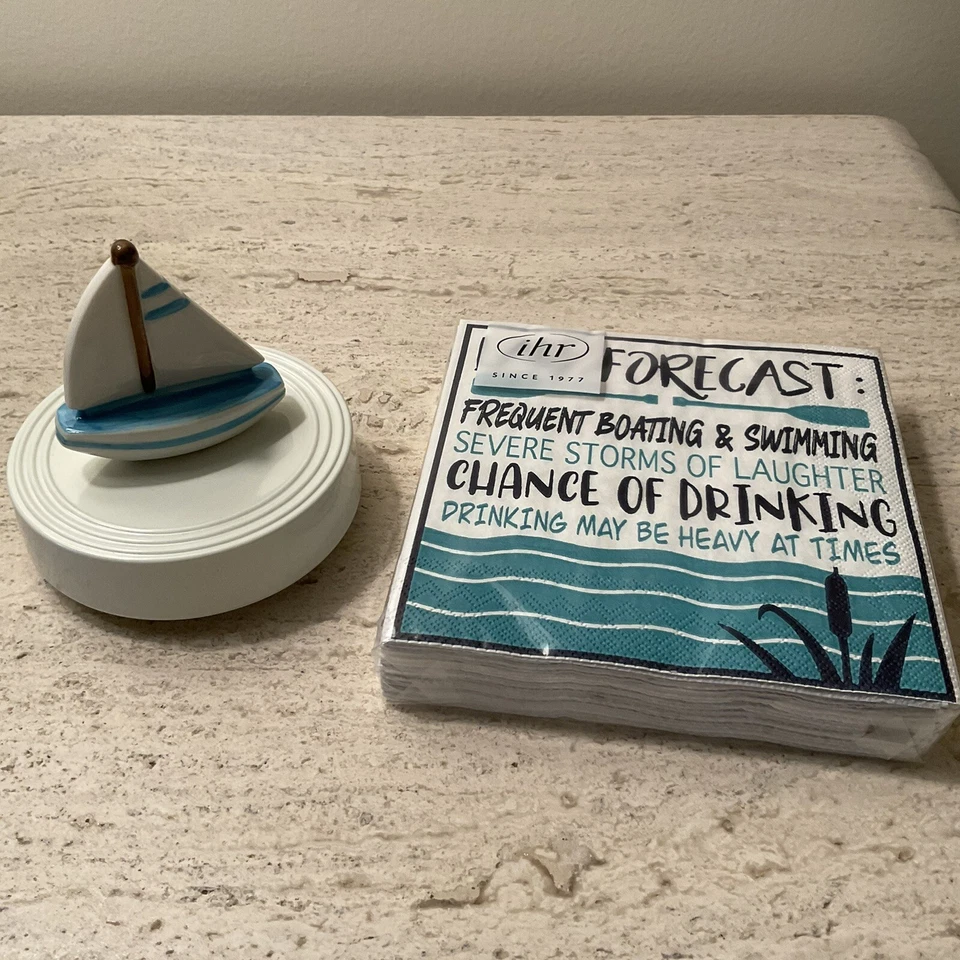 Nora Fleming Hand Painted Mini Sail Me Away Sailboat A136 Party Multicolor Home