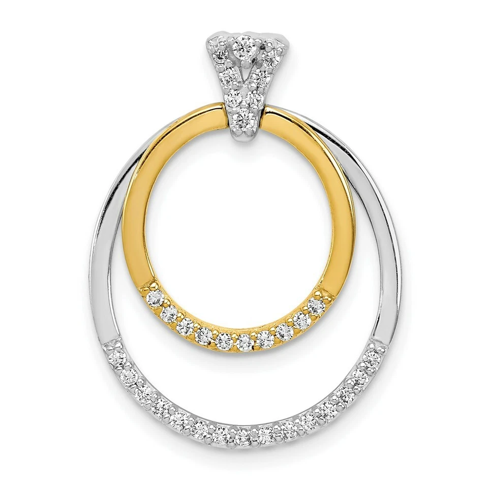 14K Two-tone Gold Lab-Created Diamond SI1/SI2, G H I, Fancy Circle Pendant - Image 1 of 1