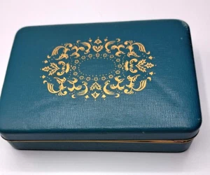 Vintage 1960’s FARRINGTON Genuine Texol Travel Jewelry Box Teal Velvet Lining - Picture 1 of 6