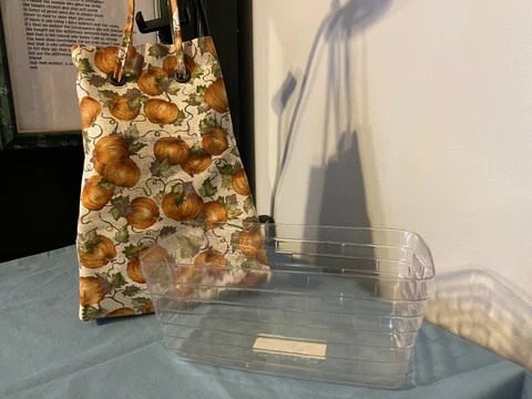LONGABERGER Autumn Tote PUMPKIN PATCH FABRIC LINER (2060684) w/PLASTIC PROTECTOR Cover