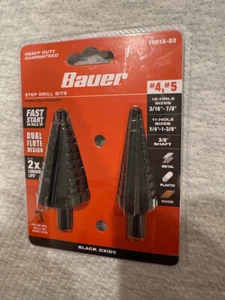 NEU Bauer 1891A-B8 4" & 5" Stufenbohrer 3/8" Schaft Metall Kunststoff Holz VERSIEGELT - Bild 1 von 1