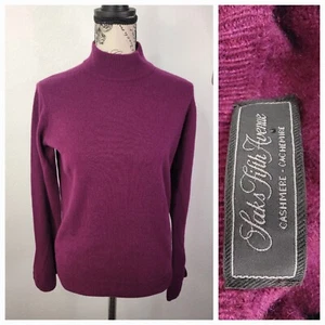 Suéter Saks Fifth Avenue XS Púrpura 100% Cachemira Cuello Simulado Mangas Campana Italia - Imagen 1 de 11