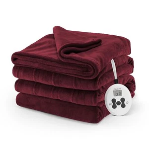 Sunbeam Royal Luxe Cabernet Heated Blanket - Twin - Picture 1 of 9