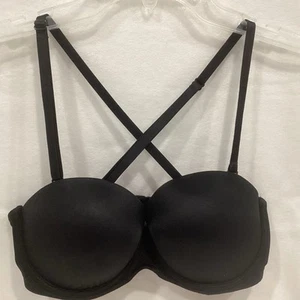 PINK Victoria's Secret Size 36B Black Push Up Multi-Way Bandeau Bra Excellent - Picture 1 of 7