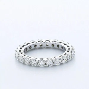 14K Gold Eternity Wedding Ring Classic 4.20 Carat Round Lab-Grown Diamond D VVS1 - Picture 1 of 11