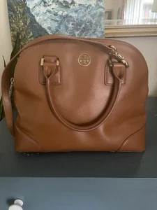 Tory Burch Robinson Satchel braun hellbraun Tasche Schultertasche Handtasche Saffiano Leder - Bild 1 von 6