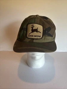 80’s Vintage John Deere Camo Snapback Trucker Embroidered Patch Hat/Cap - Picture 1 of 6