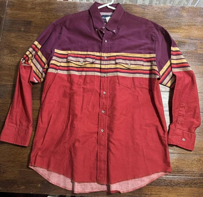 VTG Wrangler Western Snap Button Up Shirt Mens XL Aztec Rodeo Southwest Rancher - Image 1 of 4