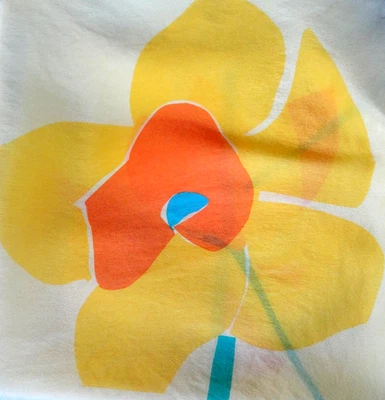 Bufanda de seda transparente vintage Vera Neumann 20" cuadrada EXCEPCIONAL narcisos vibrantes Foto 1 de 4