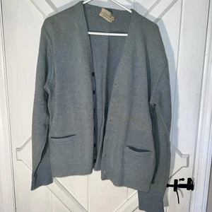 Vintage 60s Archdale Sportswear XL Cardigan Sweater Light Blue Wool With Pockets - Picture 1 of 9