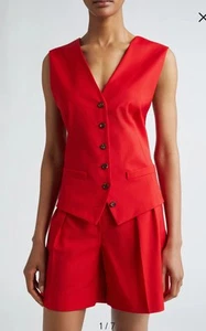 MAX MARA Zuai Virgin Wool Suiting Waistcoat RED Size 10 NEW - Picture 1 of 6